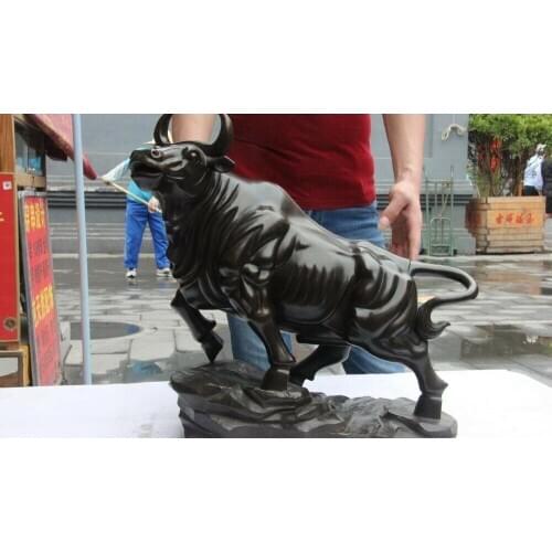 19 Chinese Bronze Copper Wealth Money Ox Oxen Cow Cattle Bull Bovine Art Statue