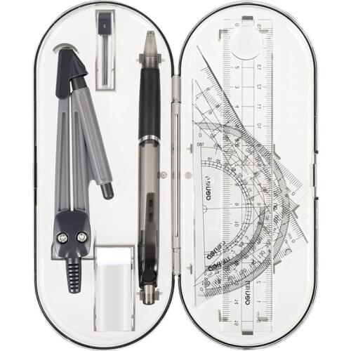 Compasses Ruler Triangle Square Ruler Pen Eraser 8 Piece Set Student Exam Drawing Set Portable Stationery