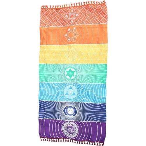 Meditation Yoga Rug Towels Mexico Chakras Tassel Striped Floor Mat Tassel Tapestry 150cm70cm Colorful