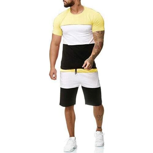 Summer tracksuit men sets mans T-shirt casual fashion two piece sets men sport set splice mens tracksuit men clothing