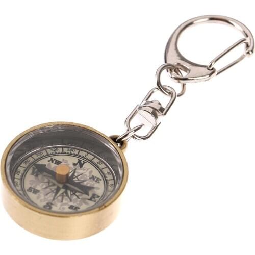 Mini Survival Compass Zinc Alloy Camping Compass Outdoor Hiking Hunting Pocket Compass Navigator with Keychain