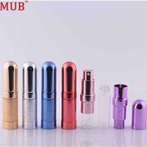MUB - 6pcs 6ml Mini Portable Aluminum Pump Perfume Bottle Atomizer Travel Spray Parfum Bottle Empty Cosmetic Container Sprayer