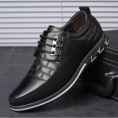 Brand Big Size Casual Shoes Men Fashion Hot Sale Men Casual Shoes Breathable Leather Brown Black Casual Men Shoes Business