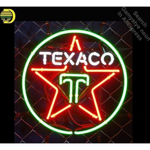 Neon signs for Texaco oil Gasline Neon Light Sign Real Glass Tube Handcrafted Restaurant Hotel Display lamp personalized neon