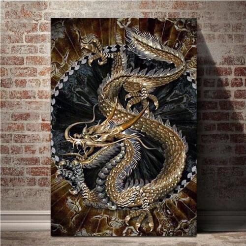 New Diamond Embroidery Chinese Golden Dragon Wall Art 5D DIY Full Diamond Painting Square Round Drill 3d Rhinestone Mosaic