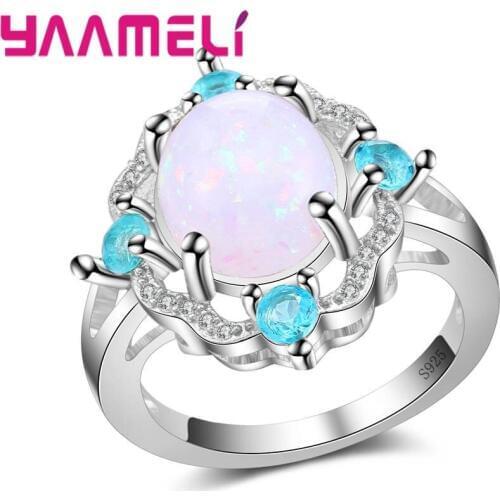 New Arrivals 925 sterling silver Super Shiny CZ Zircon Opal Wedding Ring Wholesale Drop Shipping Cheap Jewelry gift