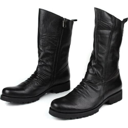New arrival men boots handmade genuine leather High-top Outdoor boots winter knee-high fashion Martin boots