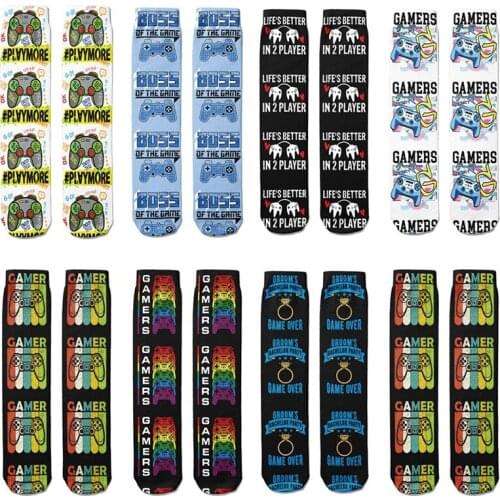 Personalized Game Player Print Socks Fashion Funny Novelty Cartoon Men Women Socks Comfort Happy Cotton Socks Chaussette