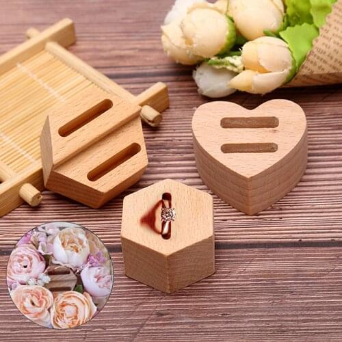 1Pc New Fashion Wooden Hexagon Heart Ring Display Stand Couples Rings Storage Rack Jewelry Holder Tray Organizer Gifts
