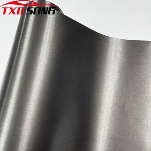 Gunmetal Gray Brushed Metallic Steel Vinyl Wrap Roll with Air Release Technology DIY Motorbike Car Stickers Decals