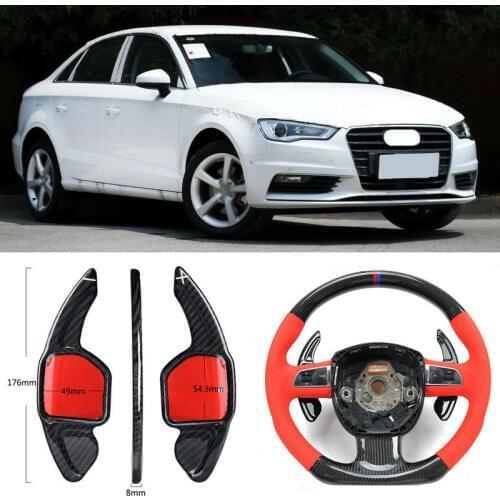 Carbon Fiber Gear DSG Steering Wheel Paddle Shifter Cover Fit For Audi A3 2013-2016