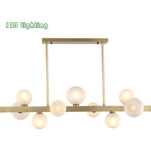 Modern G9 LED Chandeliers 90-260V Restaurant Kitchen Hanging Light Fixtures White Glass Ball Luminaire Suspension Gold Black