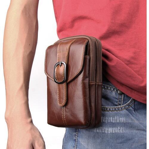 Universal Phone Bag For iPhone11 XS Max XR 6 6s 7 8 Plus Genuine Leather Waist Bags Cover Case for Samsung S10 S9 S8 Plus