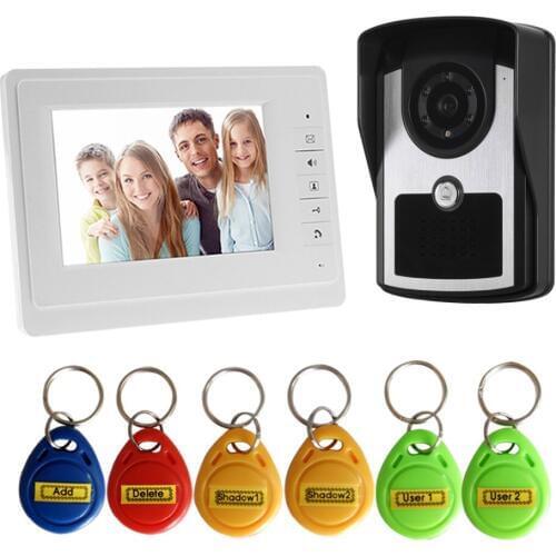 Video Door Phone 7" Wired LCD Monitor Video Intercom Doorbell Kits Night Vision Camera