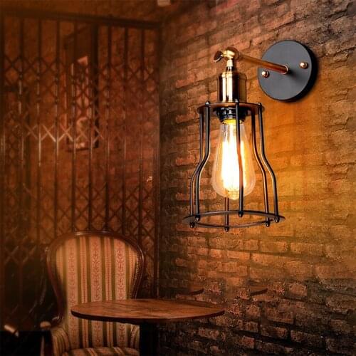 Vintage Wall Lamp Fixture Industrial Style Iron E27 Light Wall Sconce Bedroom Bedside Living Room Aisle Stair Lighting Decor