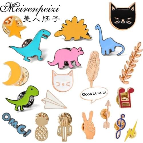 Fashion Colorful Enamel Pin Brooches For Women Cartoon Creative Animals Cat Metal Brooch Pins clothes Badge Collar Jewelry Gift