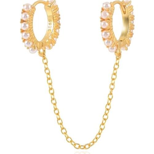 CANNER 925 Sterling Silver Womens Earrings Round Micro Zircon Tassel Chain Earring Ear Piercing Hoop Earring Jewelry Pendientes