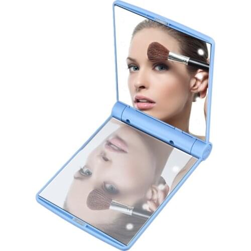 Women Foldable Makeup Mirrors Tool Lady Cosmetic Hand Folding Portable Compact Pocket Mirror 8 LED Lights Lamps Dropshipping