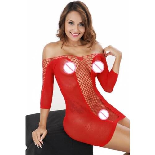 Lady Women dress for sexy Costumes Sexy Lingerie Hot Mini Dress Underwear Backless Lace Set Erotic Lingerie Black Red Color