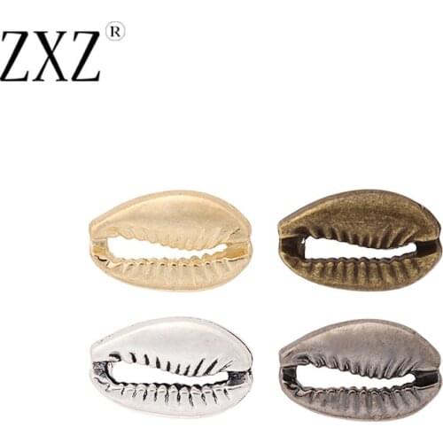 ZXZ 20pcs Bronze/Gold Cowrie Shell Connector Charms for DIY Bracelet Jewelry Making Findings 19x12mm