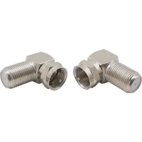 10Pcs F-Type Right Angle F-Type Male to Female Plug Coaxial Cable Adapter Panel TV Mounting 90 Degree Coax Adapter Connector