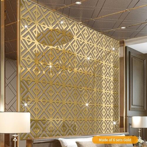 12pcs/set 28cm Hollow Mirror Sticker DIY Acryl Stickers For Living Room Bedroom Wall Furniture Decoration Home Decor Accessories