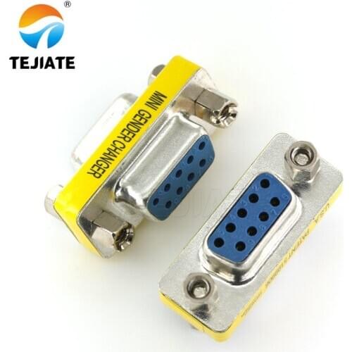 2PCS DB9 9Pin Male To Male Mini Gender Changer Adapter RS232 Serial Connector Female To Female Female To Male D-Sub Connectors