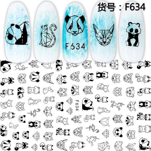 3D Nail Sticker Geometric Line Fox Slider Nails Art Decoration Wraps Decals Cute Design Adhesive Manicure Tips Stickers Pegatina