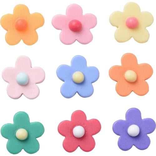 45Pcs/set Resin Cabochons Flower Flatback Cabochons Charms Beads for Women Girl Handmade Jewelry Children Hair Clip Making Craft