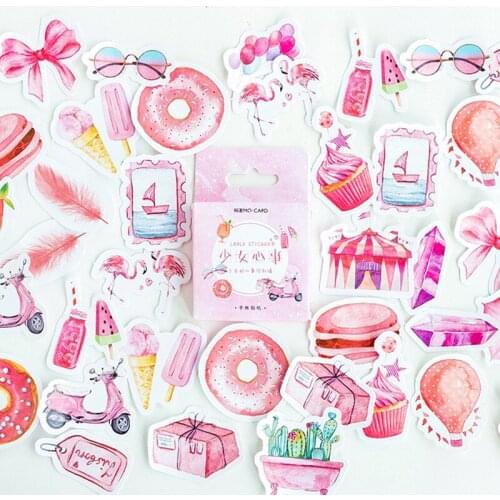 46Pc Creative Sweet Girls Item Stickers Decoration Stationery Label For DIY Scrapbooking Diary Album Sticker School Supplies