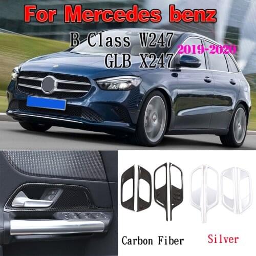 ABS Chrome/Carbon Fiber Inner Door Handle Frame Decoration Trim For Mercedes Benz B GLB Class W247 X247 2019-20 Car Accessories