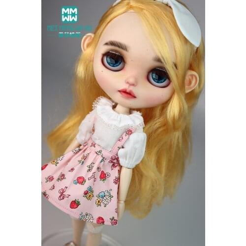 Fits Blyth Azone OB23 OB24 doll clothes accessories Fashion white shirt, strawberry strap skirt