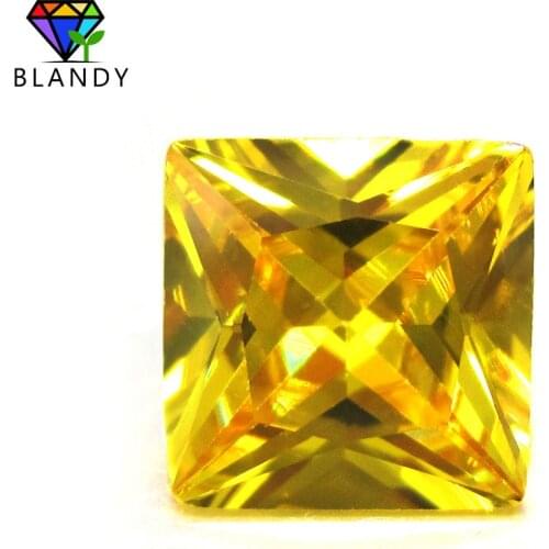Free Shipping 5A 2x2~12x12mm Square Shape Cubic Zirconia Stones Golden Synthetic Gems Princess Cut CZ stone For Jewelry