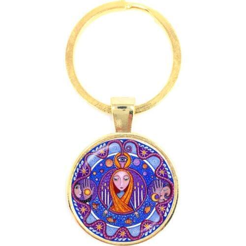 Buddhism Keychain Mandala Art Picture Glass Cabochon Keyring Sacred Geometry Yoga Om Fashion Jewelry New 2018 Key Ring