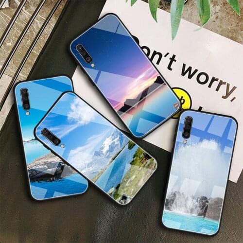 Beach Mountain bule sky Tempered Glass Case For Samsung Galaxy A10S A10E A20S A20E A30S A40 A50S A60 A70 A80 A90 A6 A7 A8 Shell