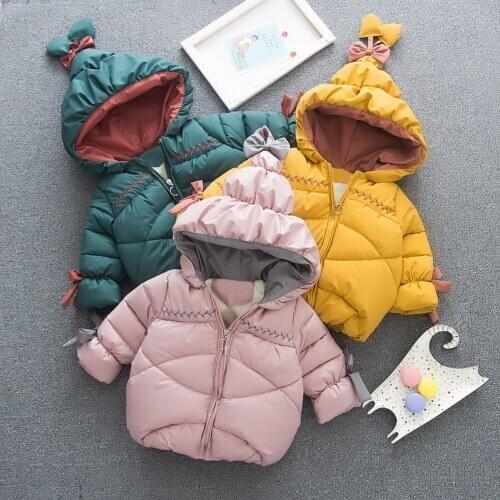 1-5Years Creative Bread Service Kids Girls Boys Thick Warm Parkas Hooded Windproof Coat Outwear Clothes girls winter jackets M4