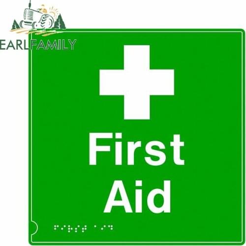 EARLFAMILY 13cm x 12.9cm For First Aid Sign Car Stickers Trunk Decal Anime Waterproof Creative Sticker Occlusion Scratch