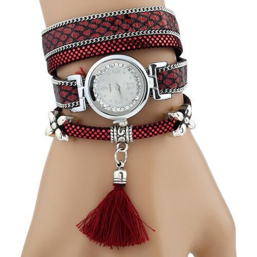 Gnova Platinum Fashion Watch Women Classic Bracelet Silver Original Design Tassel Pendant Wristwatches Leather Vintage A721
