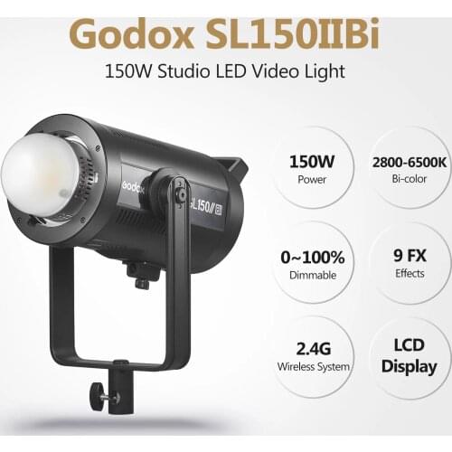 Godox SL150IIBi Studio LED Video Light Bi-color 150W 2800-6500K CRI96 TLCI97 with Bowens Mount U-type Stand Remote Control