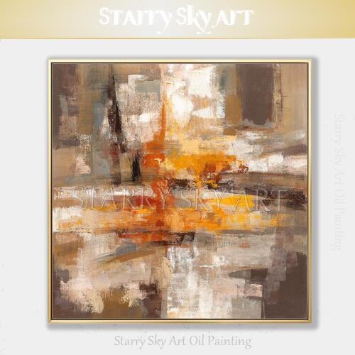 Skilled Artist Hand-painted High Quality Thick Textured Abstract Oil Painting on Canvas Textured Yellow Abstract Oil Painting