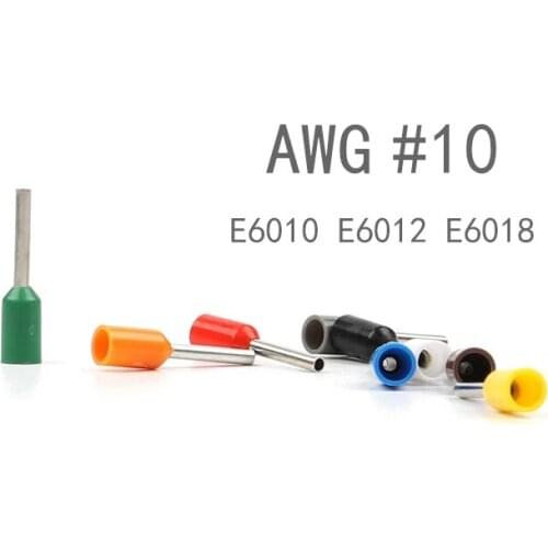 100pcs E6010 E6012 E6018 Insulated Ferrules Terminal Block Cord End Wire Connector Electrical Crimp Terminator For 10 AWG 6.0mm2