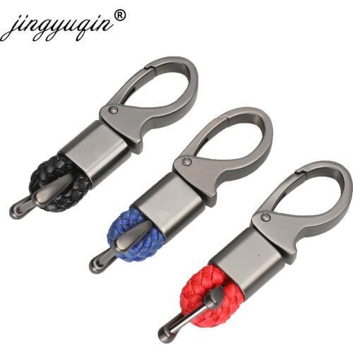 Jingyuqin Car Key Holder Key Rings Chain Hand Woven Horseshoe Buckle Keychain Braid Car Keyring Gift Creative Auto Accessories