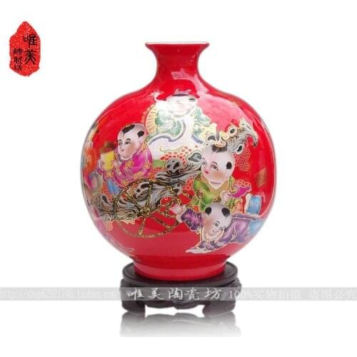 Ceramics red ceramic vase knobbing pomegranate vase red porcelain