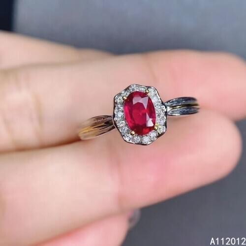 KJJEAXCMY fine jewelry S925 sterling silver inlaid natural gemstone ruby new girl trendy ring support test Chinese style