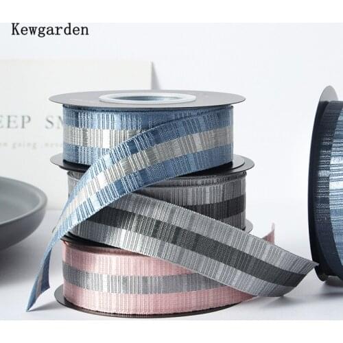 Kewgarden Bright Stripe Plaid Ribbon 1" 25mm DIY Hair Bowknot Accessories Handmade Tape Riband Webbing 10 Yards