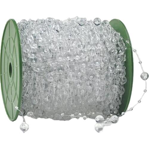 200 Feet Roll Fishing Line Artificial Pearls Beads Plastic Artificial Pearl Beads Trims Garland Ribbon Home Curtain Decoration