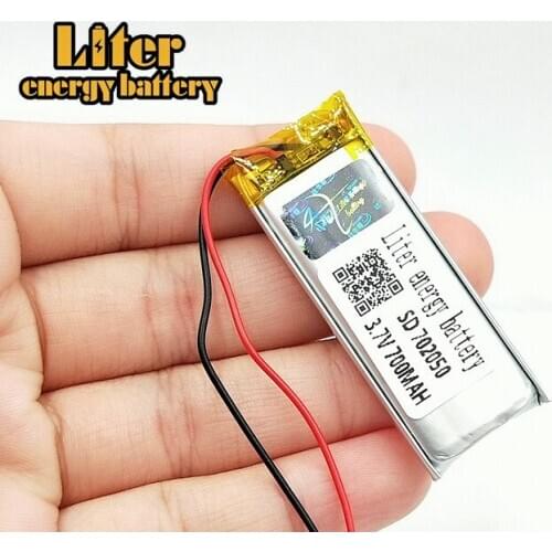 700mAh 702050 3.7V Lithium Polymer LiPo Rechargeable Battery For Mp3 MP4 MP5 GPS headphone PAD DVD E-book bluetooth camera
