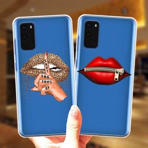 Fashion Leopard Lips Kiss Protective Case For Samsung Galaxy S21 S20 FE S9 S10 Plus S10E Note 20 Ultra 10 Pro Silicone Cover