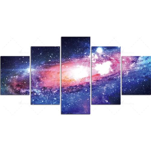 Modular Hd Prints Galaxy Picture Home Decoration Universe Painting 5 Set Modern Canvas Poster Framework Wall Art For Living Room