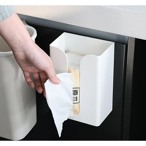Kitchen Non-marking Tray Wall-mounted Tissue Holder Creativity Simple Plastic Multifunctional Waterproof Tissue Box Bathroom